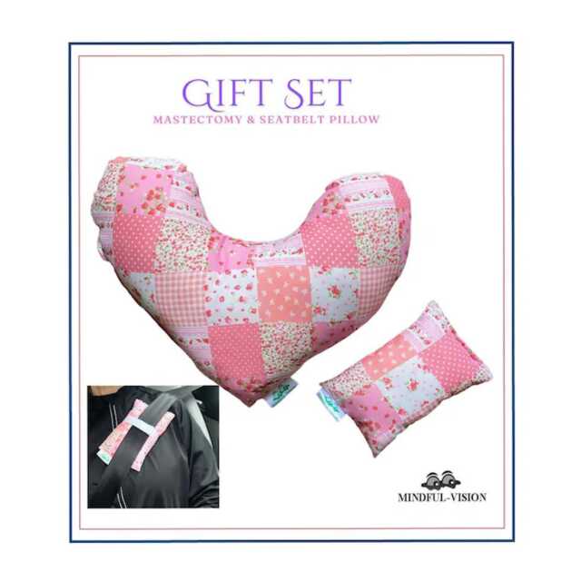 Mastectomy Pillow Gift Set Heart Comfort & Seatbelt Cushion - image 1