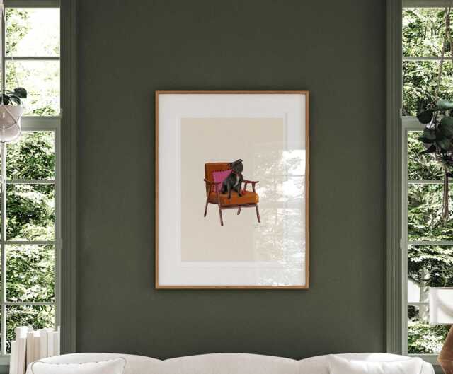 staffordshire Bull Terrier Print - Dogs On Chairs Collection 5x7 Inches/A5 A4 A3 - image 1