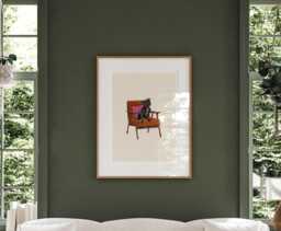 staffordshire Bull Terrier Print - Dogs On Chairs Collection 5x7 Inches/A5 A4 A3 - thumbnail 1
