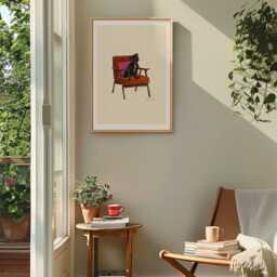 staffordshire Bull Terrier Print - Dogs On Chairs Collection 5x7 Inches/A5 A4 A3 - thumbnail 2