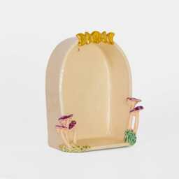 Handmade Ceramic Wall Shrine Moon Phase Shelf With Mushrooms - thumbnail 3
