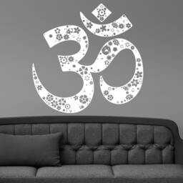 Om Symbol Yoga Sign Flower Floral Design Wall Sticker Vinyl Mural Decal Home House Apartment Art Decor Free Shipping L142 - thumbnail 1