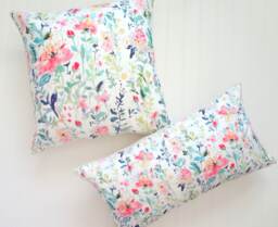 Floral Pillow Cover, Pink Medley Watercolor Covers, Designer Fabric, 18x18, 20x20, 24x24, 14x20, 12x21, 12x26 - thumbnail 1