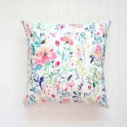 Floral Pillow Cover, Pink Medley Watercolor Covers, Designer Fabric, 18x18, 20x20, 24x24, 14x20, 12x21, 12x26 - thumbnail 3