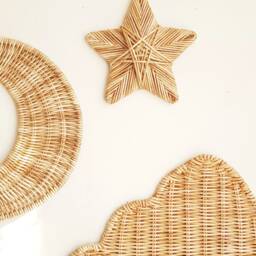 Wicker Moon & Stars Wall Decor Celestial Nursery Art - thumbnail 4