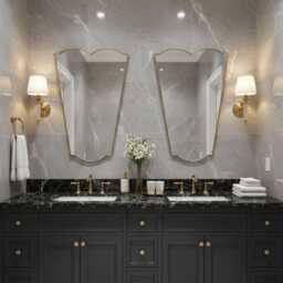 Scalloped Wall Mirror - Bathroom Curved Unlacquered Brass - thumbnail 2