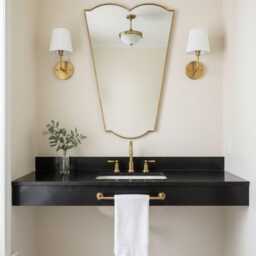 Scalloped Wall Mirror - Bathroom Curved Unlacquered Brass - thumbnail 3