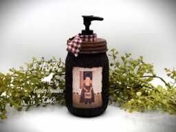 Grubby Hand Soap Dispenser, Primitive Girl 1776 Americana, Mason Jar Pump & Folk Art Print, Farmhouse Country Bathroom Decor, Patriotic