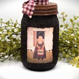 Grubby Hand Soap Dispenser, Primitive Girl 1776 Americana, Mason Jar Pump & Folk Art Print, Farmhouse Country Bathroom Decor, Patriotic - thumbnail 3