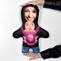 Pink Baby Carrier - 2 Faces Personalised Mini Me??? Photo Doll/Face Teddy Novelty Gift - thumbnail 2