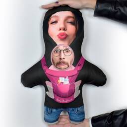 Pink Baby Carrier - 2 Faces Personalised Mini Me??? Photo Doll/Face Teddy Novelty Gift - thumbnail 1