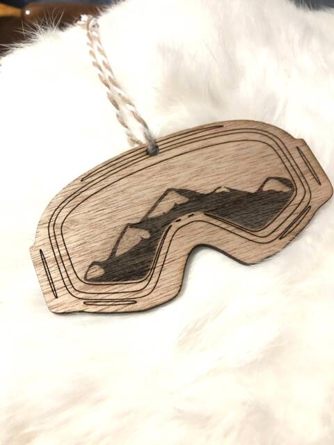 Goggles Mountains Snow Wooden Ornament, Ski Ornaments, Christmas Tree Winter Sports Stocking Stuffer, Snowmobiling - image 1