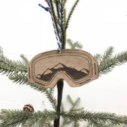 Goggles Mountains Snow Wooden Ornament, Ski Ornaments, Christmas Tree Winter Sports Stocking Stuffer, Snowmobiling - thumbnail 3