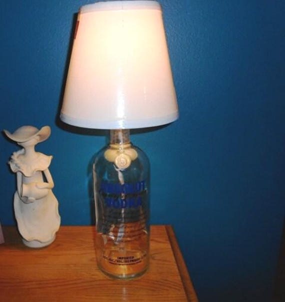 Recycled Absolut Vodka Liquor Bottle Lamp With White Shade By Kams-store.com - image 1