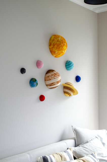 Felted Solar System Wall Decor Space Planets Set For Kids Room Handmade Galaxy Nursery - image 1