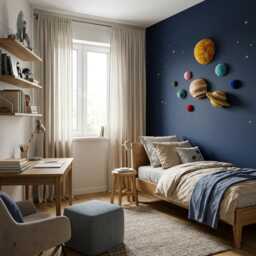 Felted Solar System Wall Decor Space Planets Set For Kids Room Handmade Galaxy Nursery - thumbnail 2