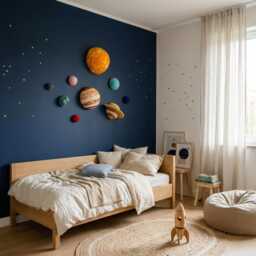 Felted Solar System Wall Decor Space Planets Set For Kids Room Handmade Galaxy Nursery - thumbnail 3
