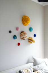 Felted Solar System Wall Decor Space Planets Set For Kids Room Handmade Galaxy Nursery - thumbnail 1