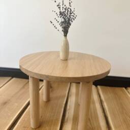 Round Side Table, Small Circle Wooden Coffee Table in The Living Room, Rustic Moodern Accent - thumbnail 2