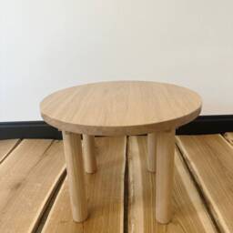Round Side Table, Small Circle Wooden Coffee Table in The Living Room, Rustic Moodern Accent - thumbnail 4