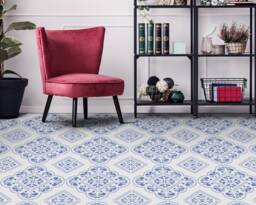 Glaze Azulejos Mosaic Vinyl Flooring, Blue Baby Shower Ideas, White Abstract Decor, Tiles Comfort Eco Friendly Floor - thumbnail 1
