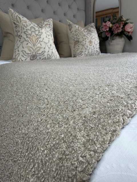 Boucle Taupe Bed Runner - Luxury Handmade Scarf Throw For Double, King & Super Bedding - image 1