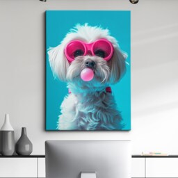 Maltese Dog Pet Abstract Framed Poster Print & Canvas Wall Decor Art Painting Bedroom Home Living Room Funny Animal Lover Gift - thumbnail 1