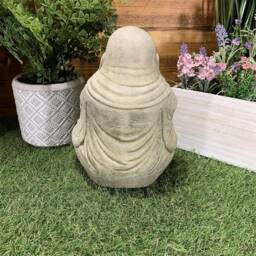 Stone Garden Happy Smiling Praying Buddha Statue Ornament - thumbnail 4