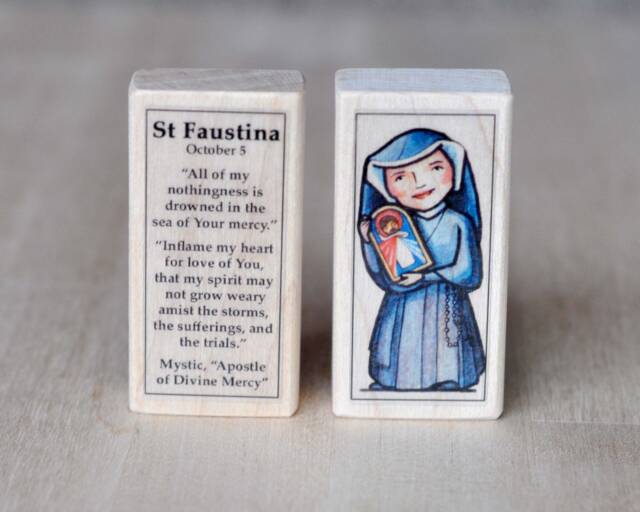 st Faustina Patron Saint Block With Gift Bag // Polish Visionary Of Divine Mercy Catholic Toys By Almondrod - image 1
