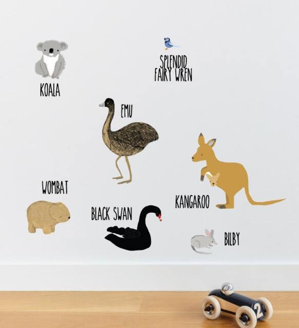 Australian Animals Wall Sticker Decal - Animal Decals, Stickers, Kids, Native Art