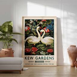 William Morris Swan Print, Kew Gardens London Poster, Vintage Wall Art, Floral Poster - thumbnail 2