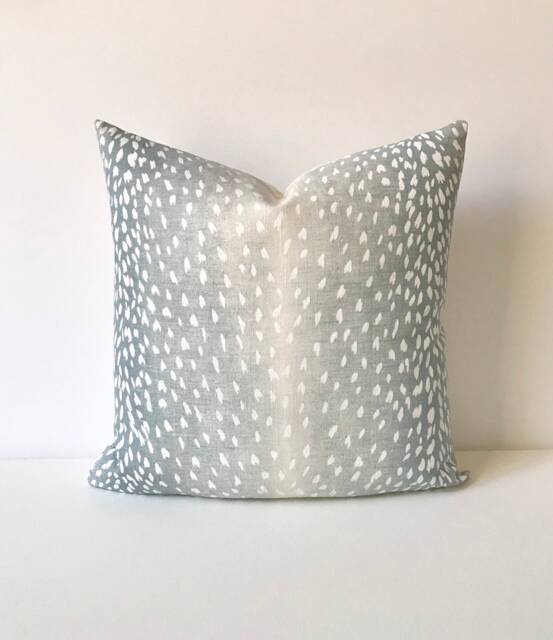 Aqua Blue Antelope Print Pillow Cover Linen Decorative - image 1
