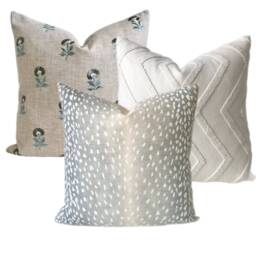 Aqua Blue Antelope Print Pillow Cover Linen Decorative - thumbnail 3