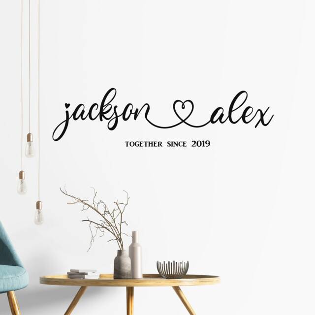 Personalised Couple Name Wall Sticker, Romantic Bedroom Art, Custom Home Decor - image 1