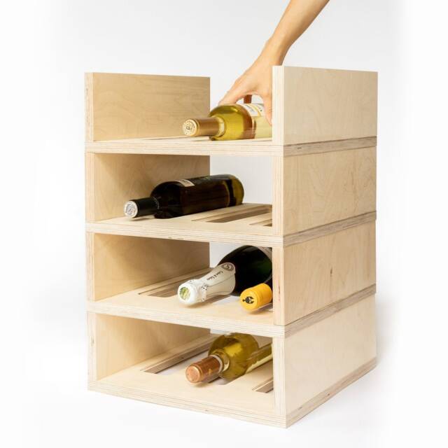 Modular & Stackable Wine Rack For 3 Bottles - Adjustable Sustainable Birchwood Design - image 1