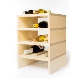Modular & Stackable Wine Rack For 3 Bottles - Adjustable Sustainable Birchwood Design - thumbnail 3