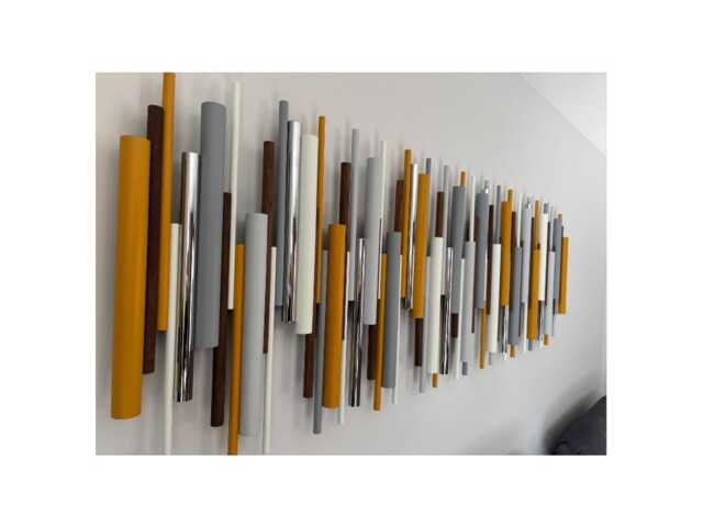 Ochre & Walnut Wall Art - Contemporary Modern Wood Sculpture - image 1