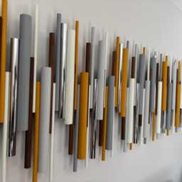 Ochre & Walnut Wall Art - Contemporary Modern Wood Sculpture - thumbnail 3