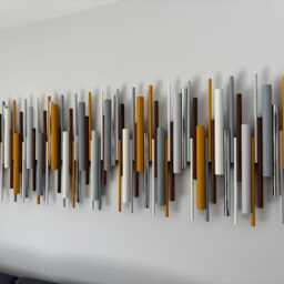 Ochre & Walnut Wall Art - Contemporary Modern Wood Sculpture - thumbnail 2