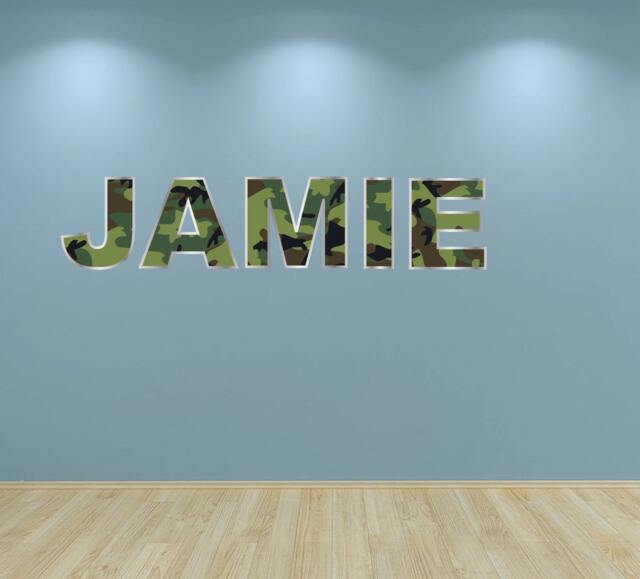 Personalised Army Camouflage Named Decal Kids Wall Sticker Teenager Bedroom - image 1