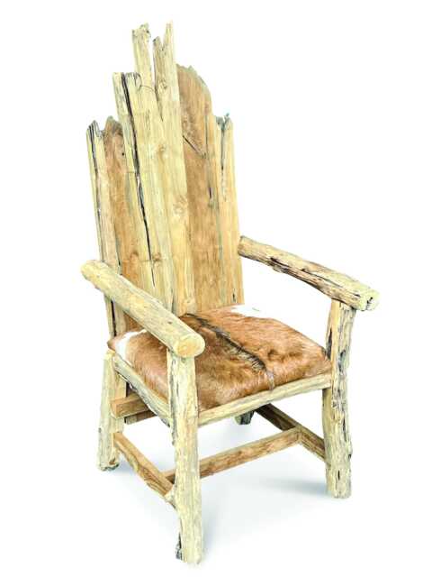 Teak Root Goat Skin King Chair With High Backrest - image 1