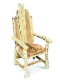 Teak Root Goat Skin King Chair With High Backrest - thumbnail 1