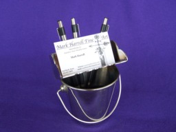 Stainless Steel Business Card & Pen Holder. Polished