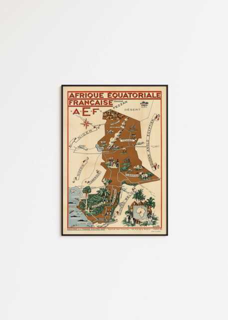 French Equatorial Africa Map Print Vintage Wall Art - image 1