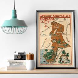French Equatorial Africa Map Print Vintage Wall Art - thumbnail 3