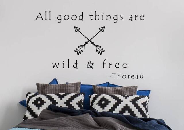 All Good Things Are Wild & Free Wall Decal - Henry David Thoreau Quote - image 1