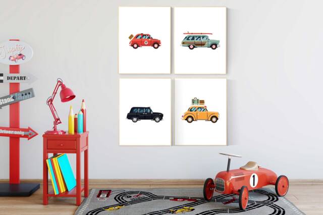 Vintage Car Nursery Print Transportation Wall Art - image 1