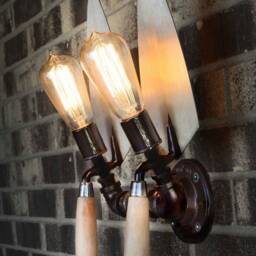 Concrete Trowel Wall Sconce. Brick Masonry Industrial Style Light. Edison - thumbnail 2