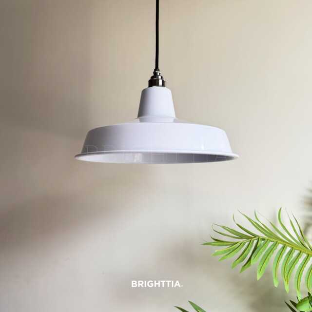 Classic White Metal Cap Shade Pendant Light - 14 - image 1