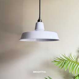 Classic White Metal Cap Shade Pendant Light - 14